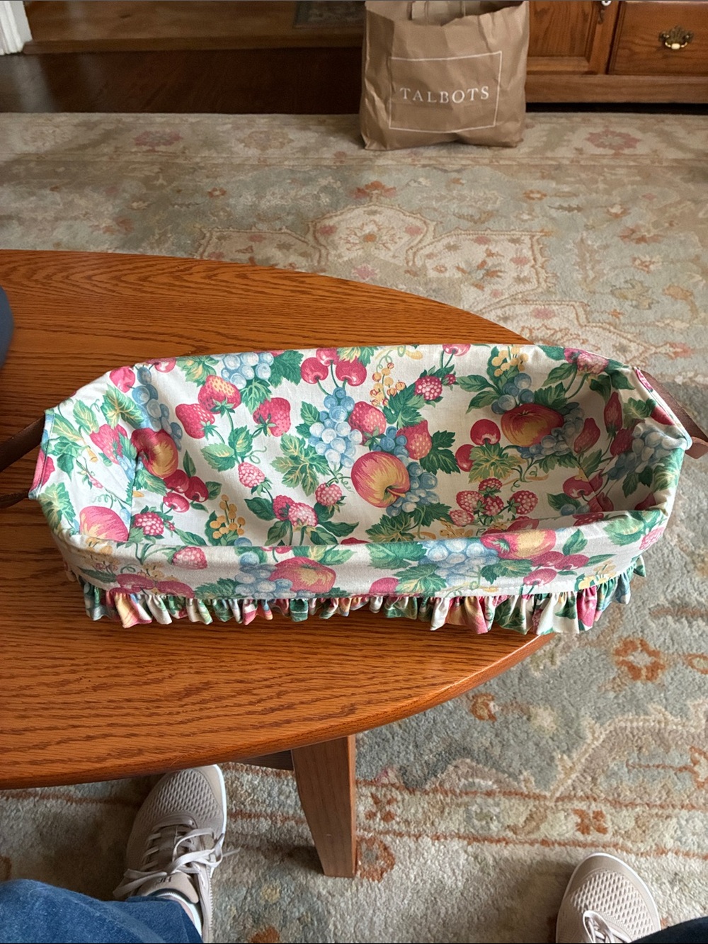Longaberger Floral Fabric Basket Liner in Pink, Green, Blue, Cream